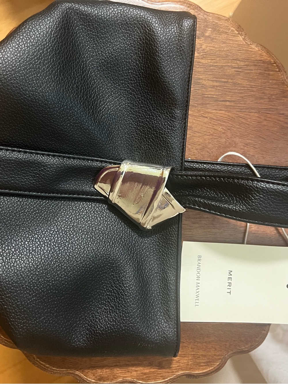Brandon Maxwell Black Leather Tote with Silver Accent